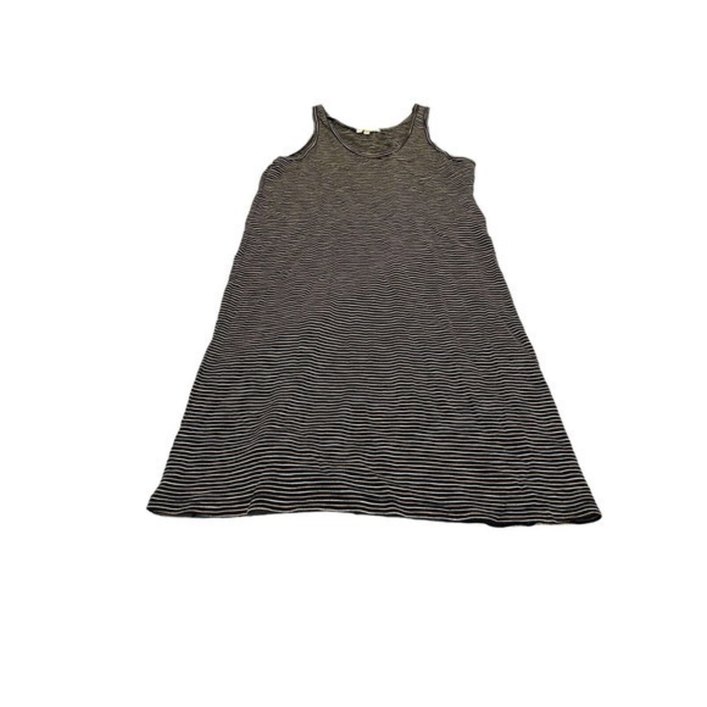 Madewell Black with Khaki Cream‎ Stripe Sleeveless Maxie Dress Women’s Sz Medium